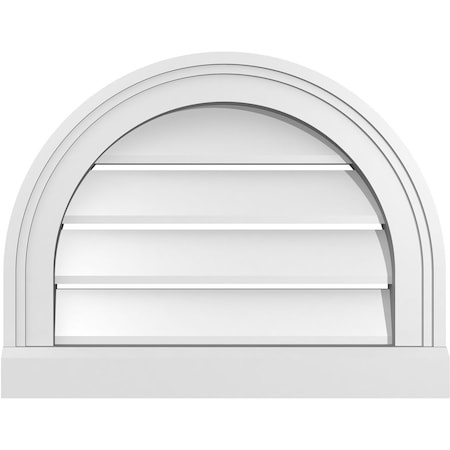 Ekena Millwork Round Top Surface Mount PVC Gable Vent: Functional, w/ 2"W x 2"P Brickmould Sill Frame, 18"W x 14"H GVPRT18X1403SF